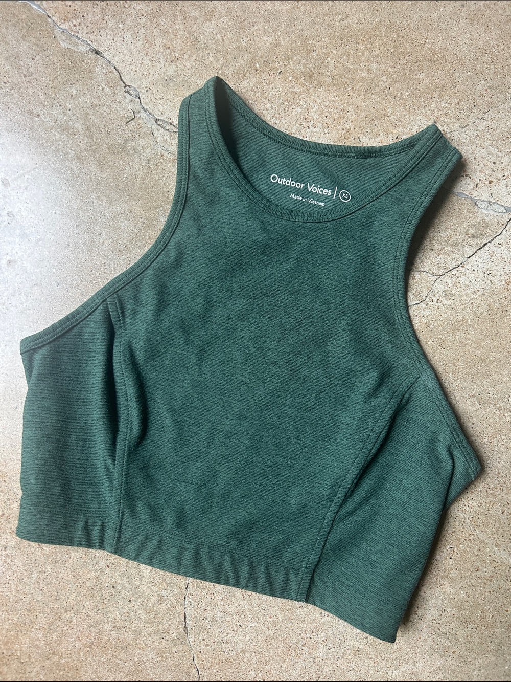 Outdoor Voices Heathered Forest Green High-Neck Crop Tank